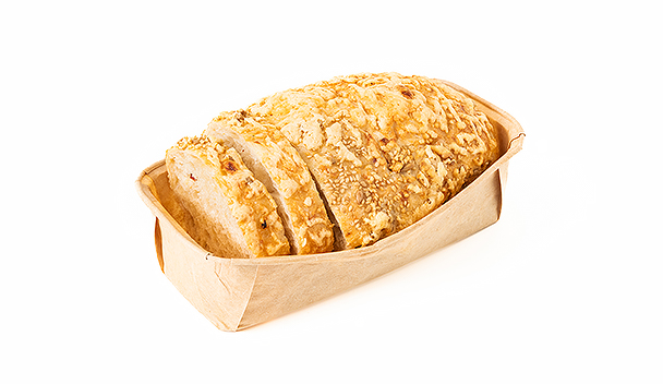 Old Barnevelder desem brood met spek, ui en kaas
